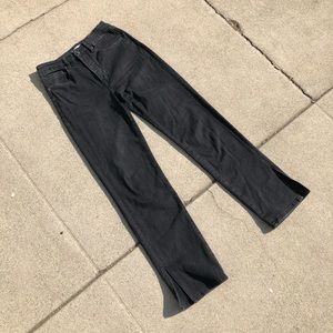 Good American dark grey black straight leg jeans